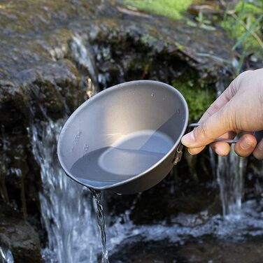 Титанова чаша для кемпінгу зі складною ручкою 450 мл iBasingo