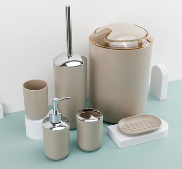 Набір аксесуарів для ванної кімнати, 6 предметів, бежевий GMMH