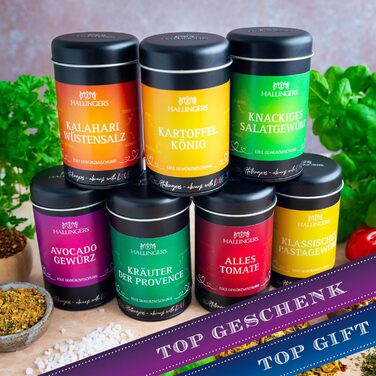 Класичний набір спецій Hallingers - 1 - Подарунковий набір спецій ручної роботи, 12 спецій з усього світу (Набір) - Літній подарунок та ідеальний подарунок для барбекю Подарунок для нової домівки, вітання та дружба. Класичні спеції., 12 спецій (73603) (Ве