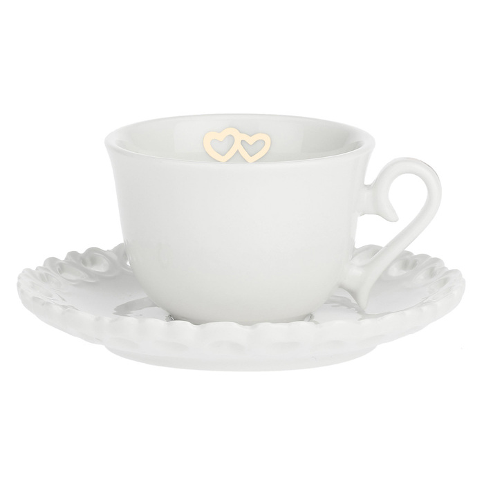 Набір чашок для кави з блюдцем La Porcellana Bianca VALENTINO ORO, порцеляна, 2 пр.