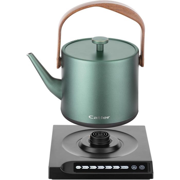 CATLER Електрочайник 0.6л, Strix, заварник, нерж. сталь, підтримка температури, сенс. керув., темно-зелений
