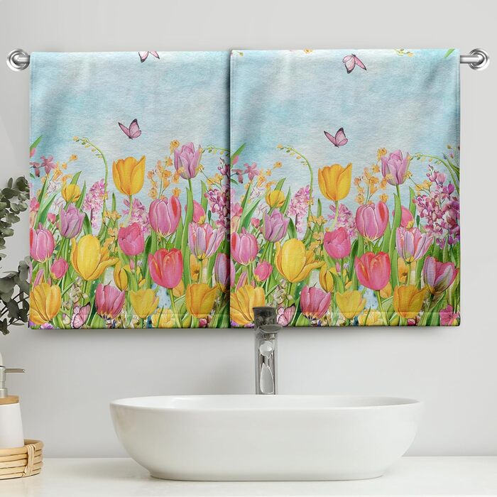 Різдвяні кухонні рушники Kwlegh, рушник для рук, різдвяна ялинка, цукерка-тростина, сніжинка, рушник для пальців, набір з 2 шт. , милий чоловічий банний рушник, високопоглинаючі рушники, 36 x (тюльпан і метелик)