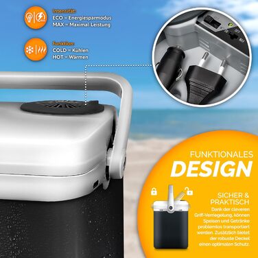 Електричний холодильник tillvex 32 л Міні-холодильник 230 В та 12 В для автокемпінгу Охолоджує та обігріває ЕКО-режим (антрацит)