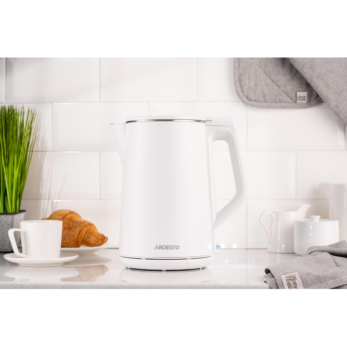 ARDESTO Електрочайник EKL-X50/1.5 л/2200 Вт/подвійні стінки/Strix контроль/білий
