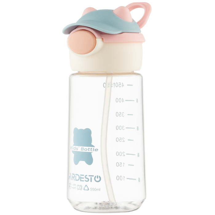 Пляшка для води Ardesto Bear 550мл, пластик, рожевий