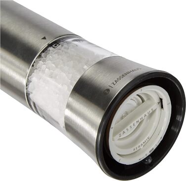 І GERA Керамічна шліфувальна машина нержавіюча сталь Точно регульований помел в т.ч. перцева начинка та батарейки Млин спецій Ø 6 x 18 см (соляний млин електричний)