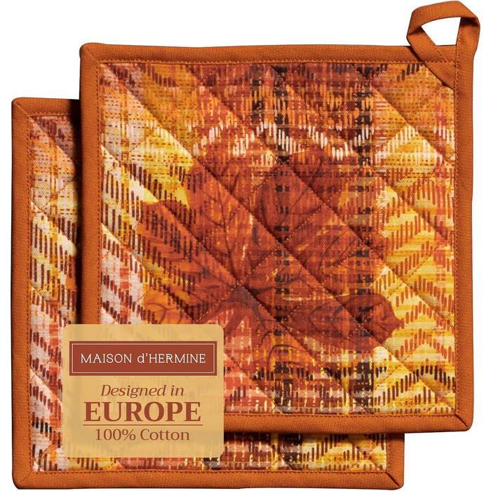 Рукавички для духовки Maison d&39 Hermine, підставки для каструль, 100 бавовна, термостійкі кухонні рукавички, рукавички для духовки (19 см x 33 см) та підставки для каструль (20 см x 20 см) для приготування їжі, Morzine - рукавички для духовки (19 x 33 с