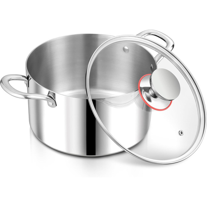Каструля 5 л з нержавіючої сталі зі скляною кришкою 22 см Herogo