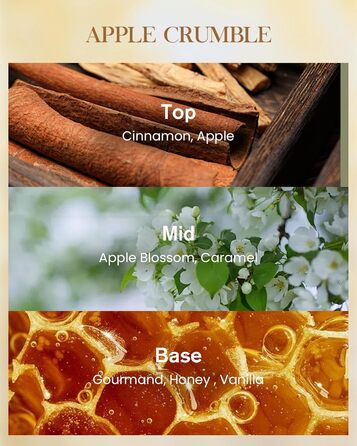 Ароматична свічка M&SENSE надзвичайно велика, час горіння 150 годин, натуральна ароматерапевтична свічка з 3 гнітами, сильний аромат, тривале горіння, подарункова свічка та прикраса для дому, подарунки для жінок (400 г, яблучна крихта)