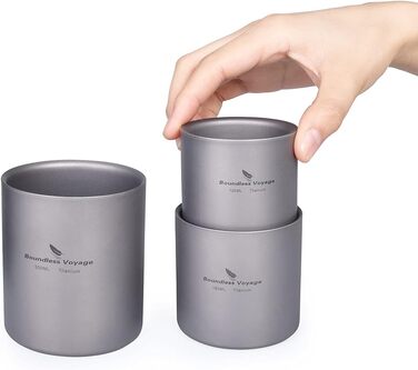 Титанова кружка Відкритий кемпінг Складна дорожня кружка 4 в 1 120 мл 180 мл 300 мл 450 мл ізольована чашка з подвійними стінками Посуд для кавових напоїв Легкий посуд для щоденних походів Ti3032D (120 мл 180 мл 300 мл набір чашок-TI3031D)