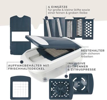 Багатофункціональний подрібнювач овочів з 11 різними насадками 25,5 x 14,9 x 9,5 см Fackelmann