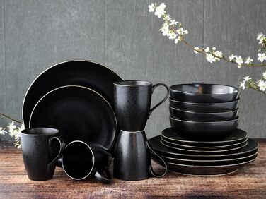 Набір посуду на 4 персони, 16 предметів, чорний Industrial Gold Black Creatable