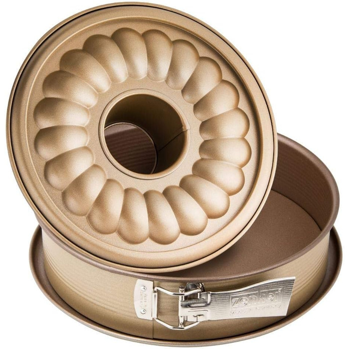 Пружинна форма AA8Ø 26 см MOJAVE GOLD, форма для випічки з плоским і трубчастим дном з листової сталі, кругла форма для торта з антипригарним покриттям, армованим керамікою (колір червоне дерево/золото), кількість ука 27 x 27 x 6,5 см, 7352