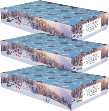 Ароматичних чайних свічок 3x30 шт. ароматичні свічки багато ароматів на вибір висота 1,5 см, Ø 3,5 см (Зимова казка, 3 x 30 шт. у упаковці), 90