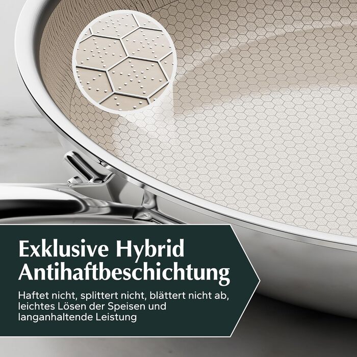 Набір каструль Redchef зі стільниковою структурою, кераміка, 3 предмети, сковорідка 24, 20, 28 см, індукційна каструля з нержавіючої сталі, набір каструль без PTFE, без PFAS, без PFOA, посудомийні машини, які можна мити в духовці