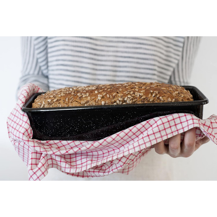 Професійна форма для випічки пекаря, форма для королівського торта, ємність 1,7 літра, висота 7,8 см, ширина 10 см, довжина 30 см, емаль, чорна, форма для випікання хліба, індукція, емальована форма для випічки, форма для випічки хліба, 0638-022