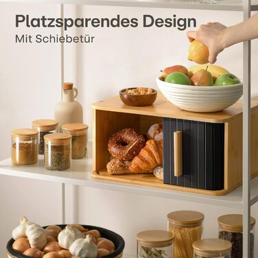 Хлібница з розсувними дверцятами 40 х 28 х 20 см чорний Praknu