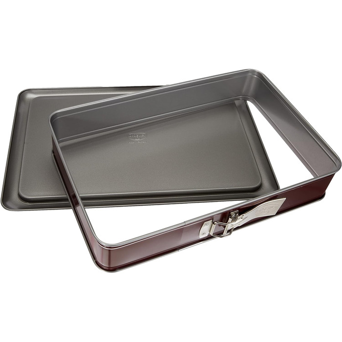 Прямокутна пружинна форма Dr. Oetker 38 x 25 см двоколірна, квадратна форма для торта з двоколірним антипригарним покриттям, високоякісна форма для випічки з відмінною теплопровідністю (колір червоний/сірий), кількість