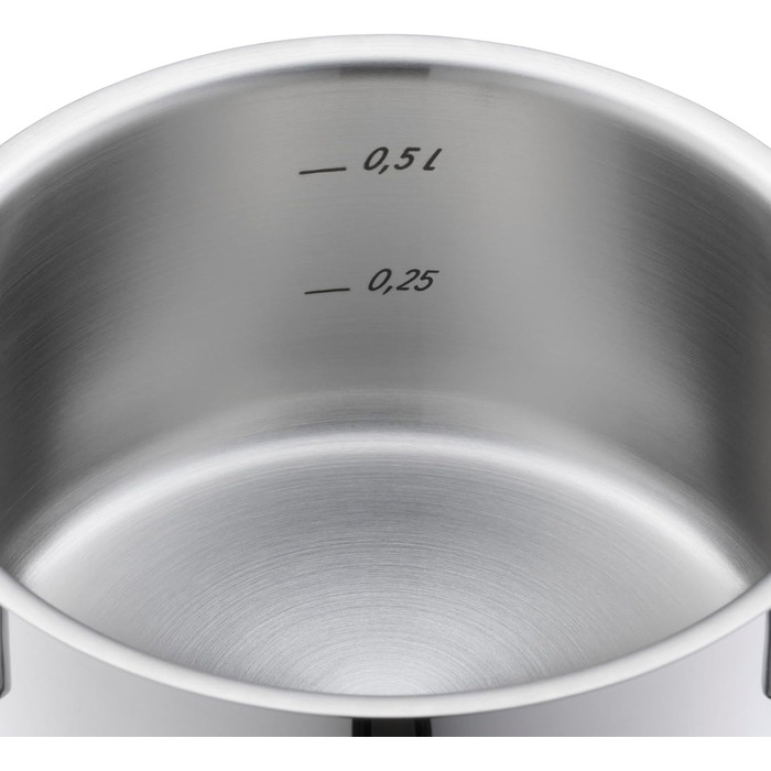 Набір посуду Silit Extra Cook каструлі 12/14 см зі скляною кришкою, внутрішньою мірною шкалою, широким обідком для зручного зливання, з нержавіючої сталі Crominox, для невеликих порцій, компактно складаються, запобігають розтіканню (каструля для смаження,