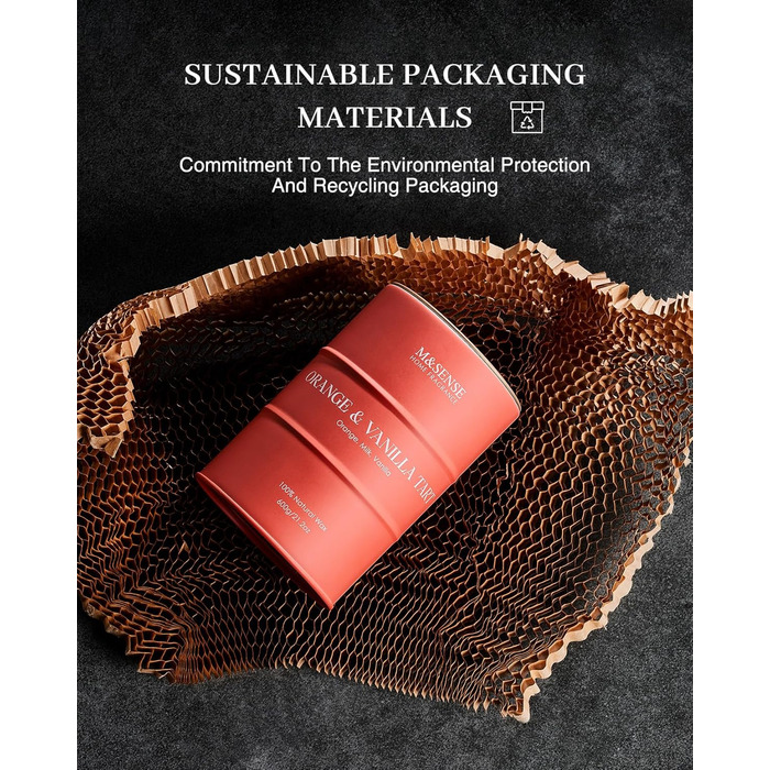 Ароматичні свічки M&SENSE з натурального соєвого воску, натуральна соєва свічка для домашнього декору, тривалий час горіння до 70 годин, класні подарунки-свічки для чоловіків та жінок (600 г, апельсин та ваніль)