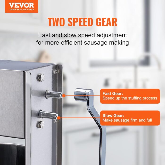 Ручна ковбасна машина VEVOR, вертикальна ковбасниця 2 л із затискачем G-типу, бочка з харчової нержавіючої сталі 304 із 2 наповнювальними трубками, машина для наповнення ковбас для кухні, ресторану, торгівлі тощо.