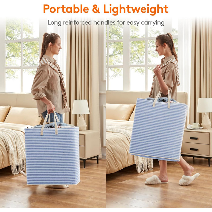 Окремо стоячий кошик для білизни Lifewit, розбірний великий кошик для білизни з подовженими ручками для одягу, іграшок, 2 упаковки (синій, 100 л)