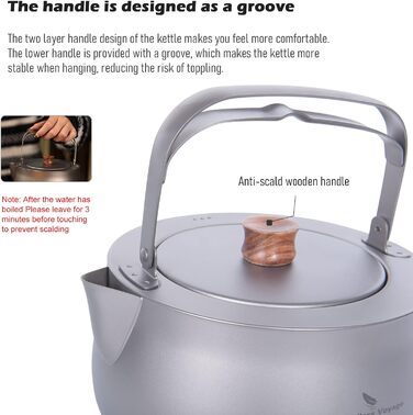 Титановый чайник для кемпинга 800 мл Boundless Voyage