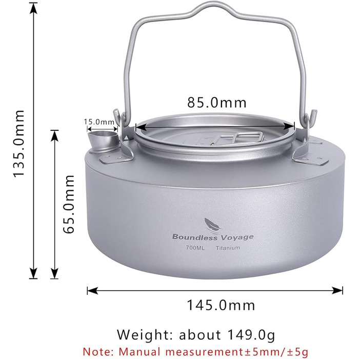 Чайник зі складною ручкою 700 мл. Voyage Titanium Ti3100D