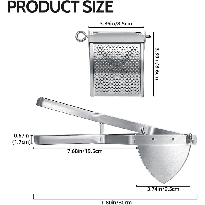 Прес для картоплі 30 см, чорний Sopito