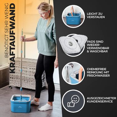 Набір швабри з відром 160 см синій ALANBERG