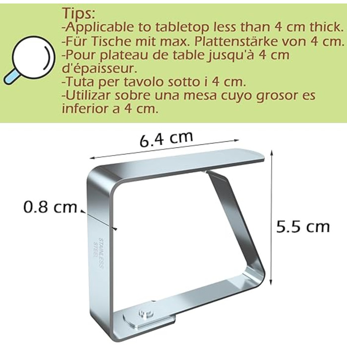 Зажимы для скатерти из нержавеющей стали 6 предметов Blooven