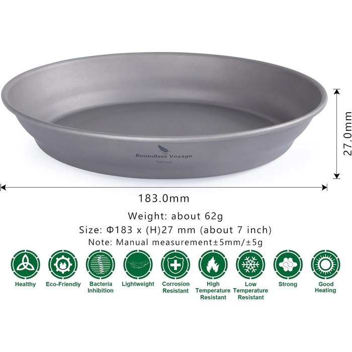 Мл Титановые миски Тарелка Сверхлегкая одностенная чаша Тарелка На открытом воздухе Кемпинг Посуда Кухонная утварь с сумкой для переноски Ti1107T (Ti1109T пластина L.), 800