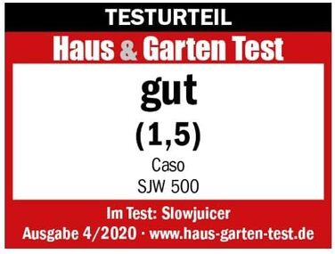 Дизайн повільної соковижималки, результат тесту 'Дуже добре', соковижималка для фруктів, овочів і зелені, великий завантажувальний отвір 75 мм Ø для цілих фруктів, з ситом для соку і сорбету, чорний, нержавіюча сталь, 500 -