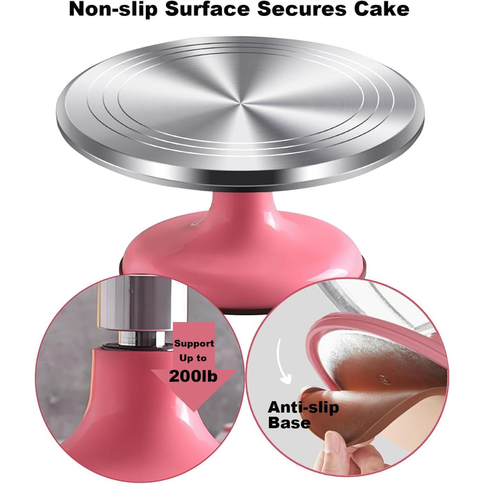 Вращающаяся подставка для торта 30,5 см розовый Yizish