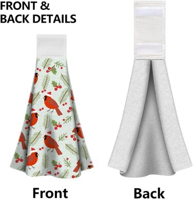 Набор из 2 рождественских кухонных полотенец 31,5 x 34,5 см с подвесной петлей, Рождественские птички WADORN