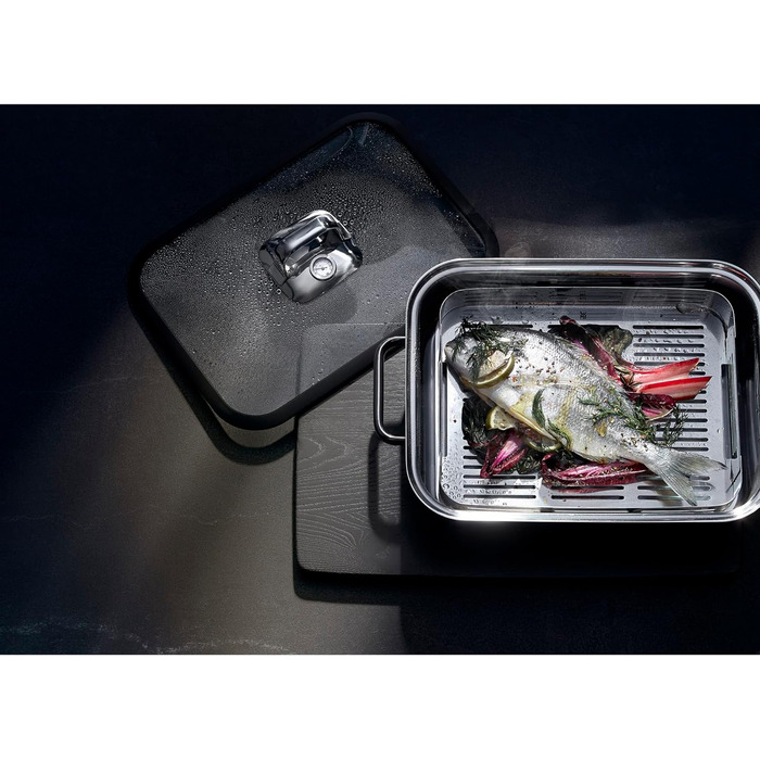 Жаровня 41 x 27 см с паровой корзиной и щипцами для спаржи Vitalis Aroma WMF