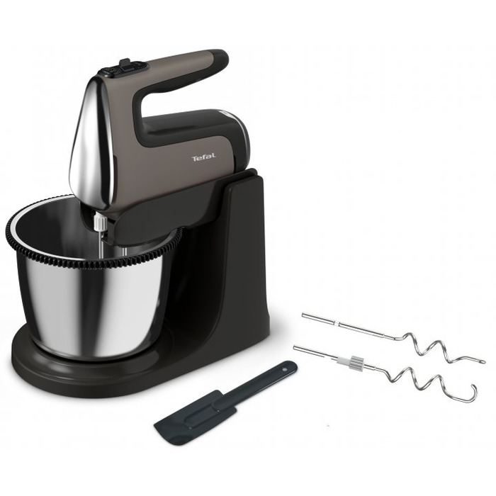 Tefal Міксер стаціонарний Powermix Silence 600Вт, насадки-4, чаша-метал, 2,5л, турборежим, сіро-чорний