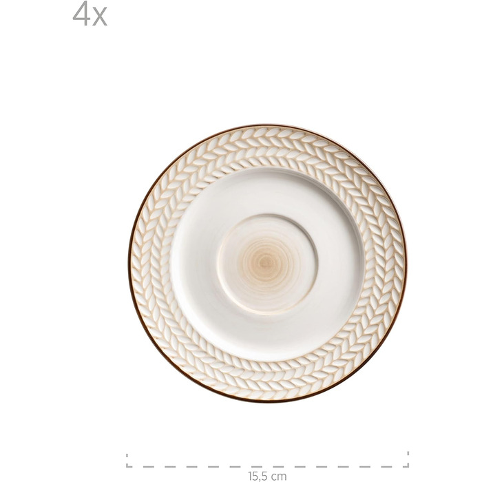 Серія Prospero, преміум-клас для 4 осіб у гастрономічній якості, сучасний набір тарілок із 8 предметів в унікальному вінтажному стилі, синій, міцний фарфор (білий, кавовий сервіз)