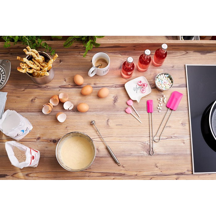 Набір мисок RSLE з 3 предметів великі та кришки RSLE для збереження свіжості (Ø 16, 20, 24 см), високоякісні, елегантні, виготовлені з нержавіючої сталі для приготування та зберігання їжі, можна мити в посудомийній машині (набір мисок з 2 предметів, Pink 