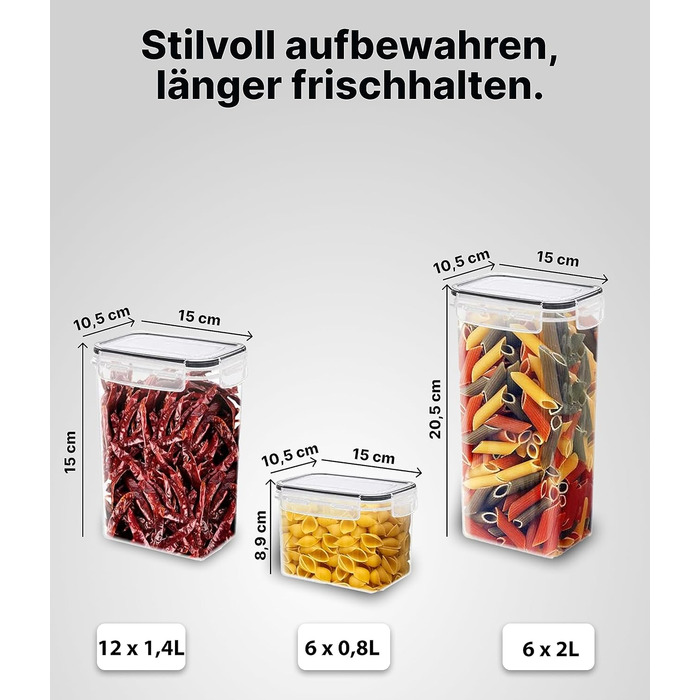 Набір ємностей для зберігання 24 предмети, прозорий/чорний Deco haus