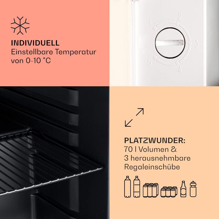 Міні-холодильник зі скляними дверцятами 48 л кремовий Klarstein