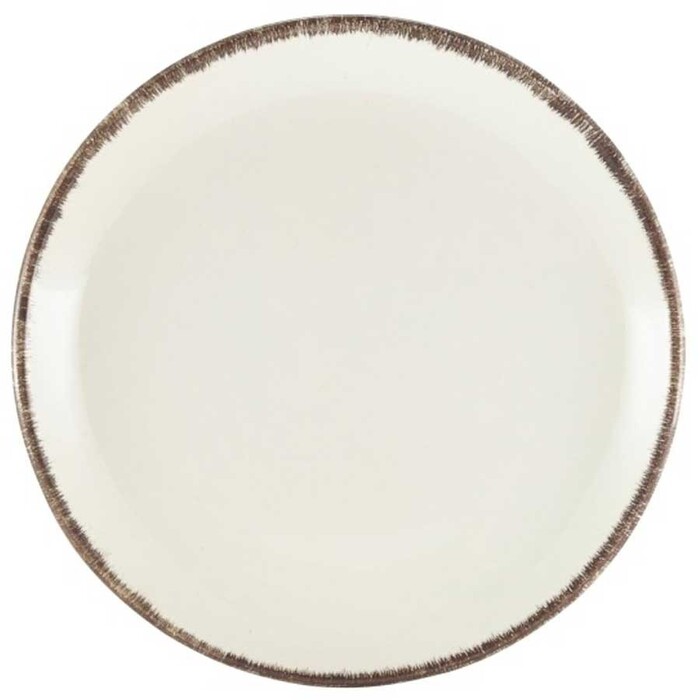 Тарелка плоская, 19 см, серый ободок, GenWare
