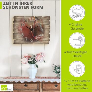 Настінний декор настінний годинник без цокання з дерева радіогодинник безшумний прямокутний 40x30 см їжа бакалія спеції трави лимон чилі вінтажний сільський U1RK трави (червоне вино, радіогодинник)