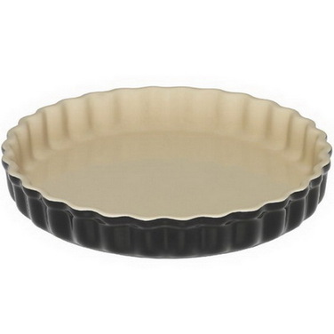 Блюдо кругле хвилясте для запікання 28 см, чорне глянсове Le Creuset