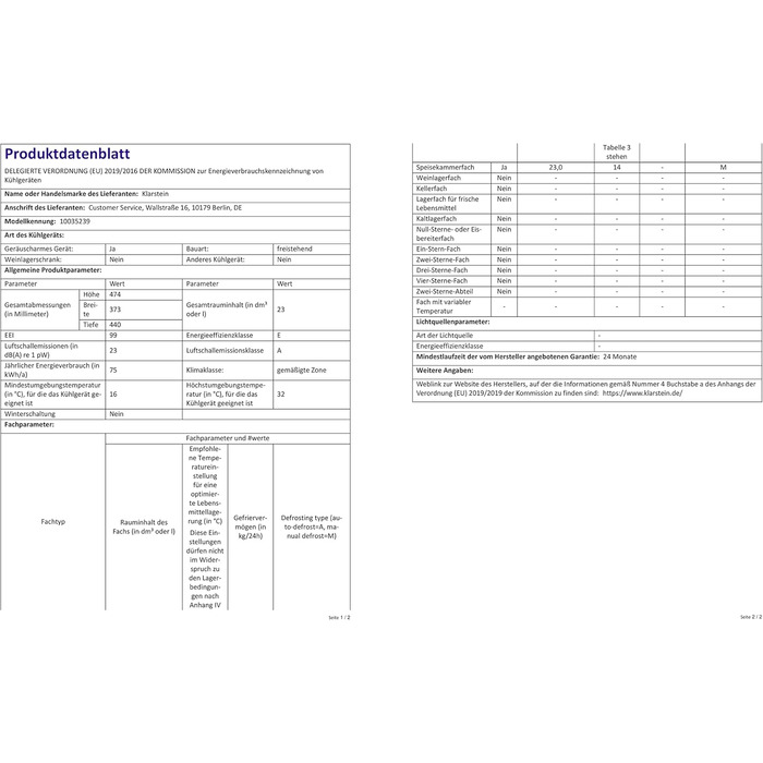 Міні-холодильник 23 л білий Klarstein