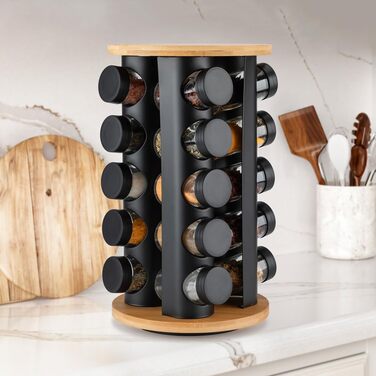 Обертова карусель на 20 баночок для спецій чорна EliteHoff