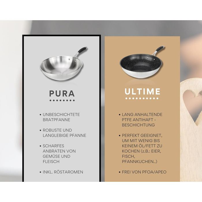 Сковорода вок з нержавіючої сталі 28 см, срібляста Pura DIVORY