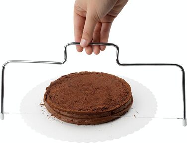 Допоміжний засіб для вирізання коржів для торта Zenker 7705, кондитерська Ø26 / 28 см, набір тортів з ножем для торта та основою для підйому торта, аксесуари для торта з нержавіючої сталі, кількість 1 x набір з 3 шт. , колір срібло (роздільник основи торт