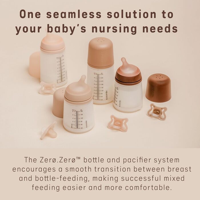 Силіконова дитяча пляшечка Zero Zero Anti-Colic Slow Flow (S), 0 місяців, пляшечка для новонароджених, сумісна з грудним вигодовуванням, 180 мл (180 мл - Adaptive Flow (A) Zero Zero Pacifier, Light)
