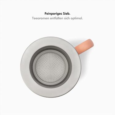 Чашка для чаю 650 мл з ситечком та кришкою, коралова KIVY